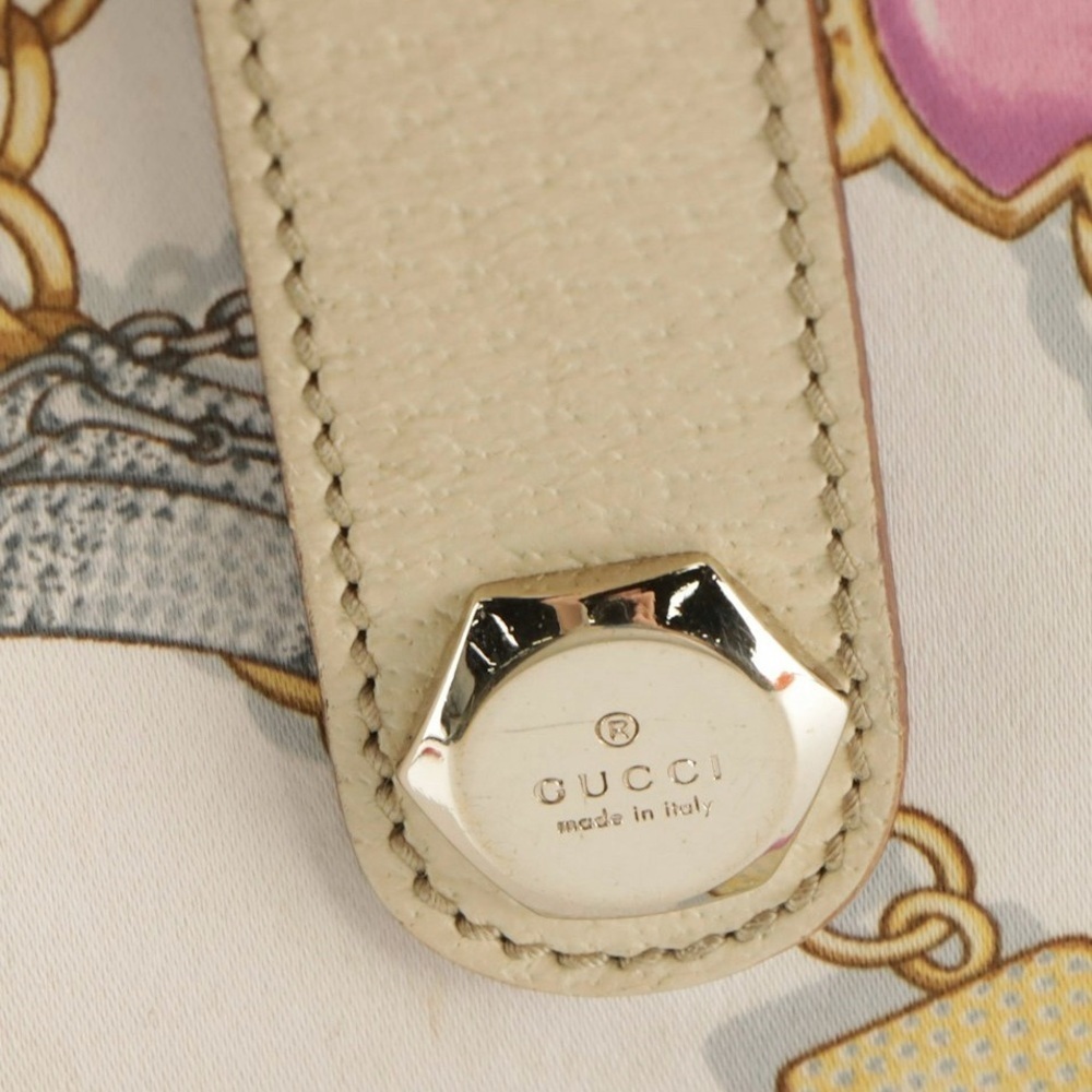 Rare GUCCI Charm Print Satin Tote with Cinghiale Leather trim - Picture 4 of 11
